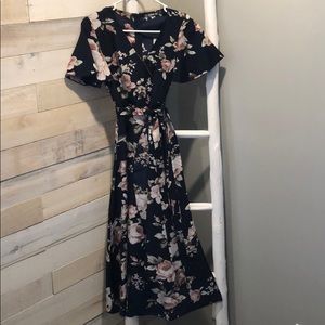 Navy/pink floral dress